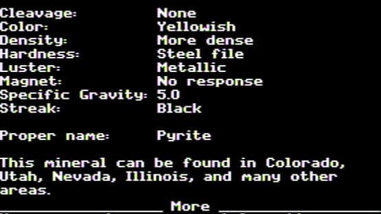 Screenshot of Murphy's Minerals