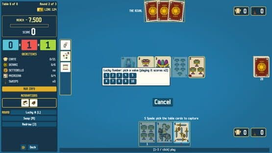 Screenshot of Scopa Sweep